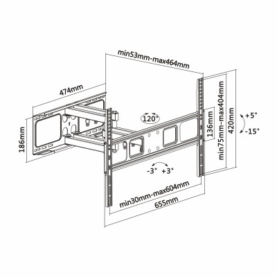 Soporte de Pared Giratorio/ Inclinable/ Nivelable Aisens