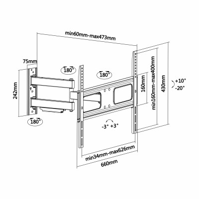 Soporte de Pared Giratorio/ Inclinable/ Nivelable Aisens