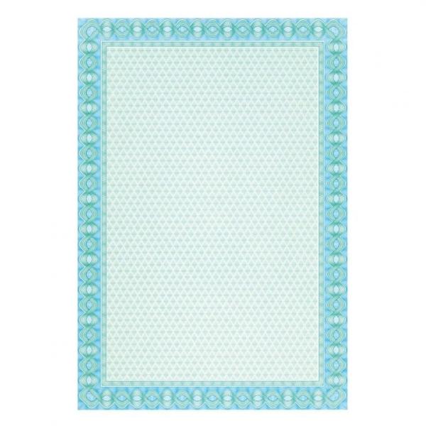 PAPEL DIPLOMA AZUL TURQUESA - 10 HOJAS A4 - 115G - MARCAS DE AGUA Y TINTAS REACTIVAS