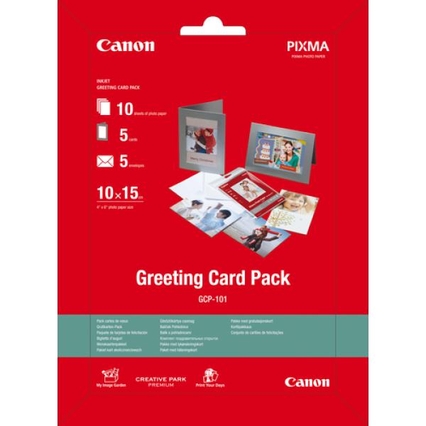 PAPEL FOTOGRÁFICO CANON GCP-101 GREETING CARD PACK -10 HOJAS PAPEL FOTOGRÁFICO 10*15CM - 5 TARJETAS DE FELICITACIÓN - 5 SOBRES