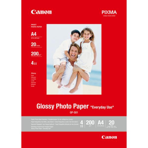 Papel Fotográfico Canon GP-501/ DIN A4/ 200g/ 20 Hojas/ Brillante