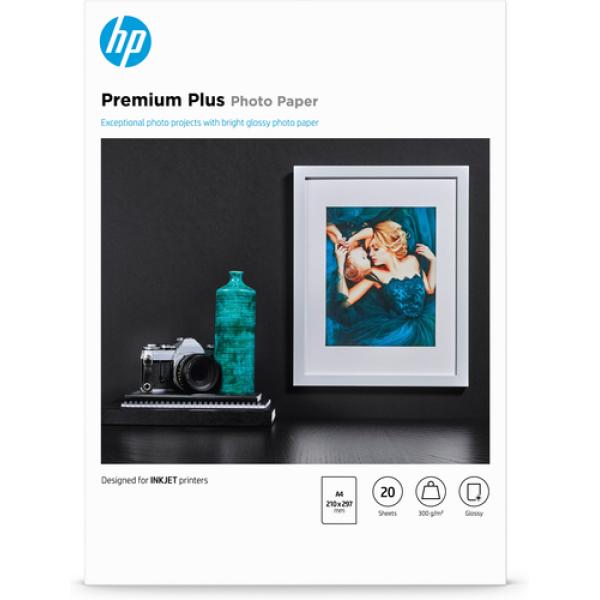 PAPEL FOTOGRAFICO BRILLANTE HP PREMIUM PLUS CR672A - 20 HOJAS A4