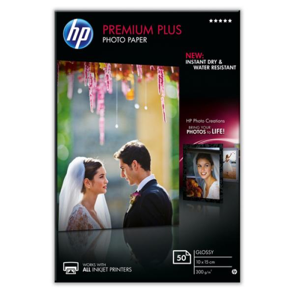 PAPEL FOTOGRÁFICO SATINADO HP CR695A PREMIUM PLUS PHOTO PAPER 100X150MM 300G/M2 50 HOJAS