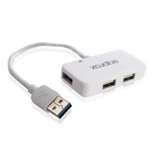 HUB APPROX TRAVEL HUB APPHT7W BLANCO - 3 PUERTOS USB 2.0 + 1 PUERTO USB 3.0 - PLUG AND PLAY - COMPATIBLE CON WINDOWS 7 / 8 / 10