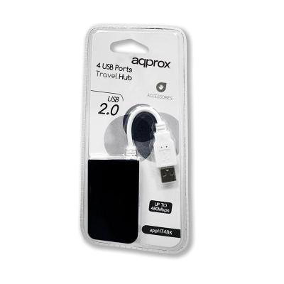 HUB APPROX APPHT4BK 4 PUERTOS USB 2.0 480 MBPS NEGRO