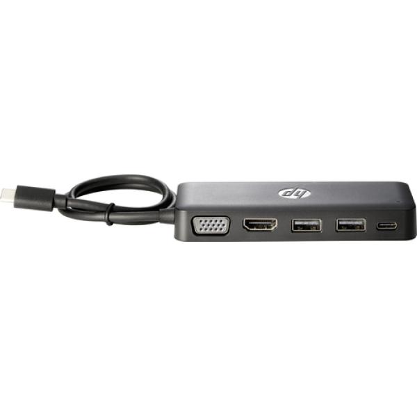 HUB CONCENTRADOR DE VIAJE HP Z9G82AA CON CABLE USB TIPO-C - 2*USB - 1*HDMI - 1*VGA - 1*USB TIPO-C