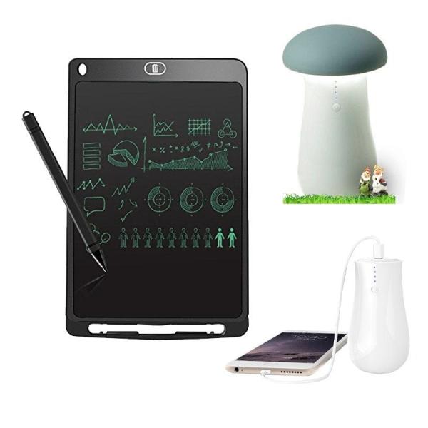 BUNDLE LEOTEC SUMMER KIDS PACK BNPIZ8501K - PIZARRA DIGITAL SKETCHBOARD EIGHT 8.5'/21.59CM NEGRA + LÁMPARA SETA LED / POWERBANK 