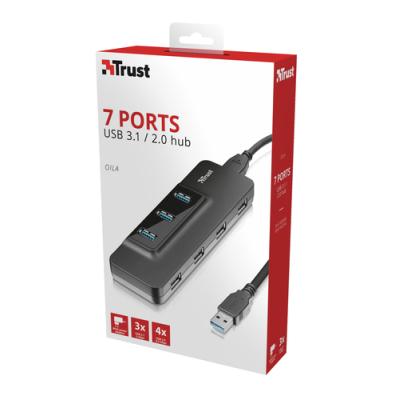 HUB CONCENTRADOR USB TRUST OILA - 4XUSB 2.0+3XUSB 3.1 - DISEÑO