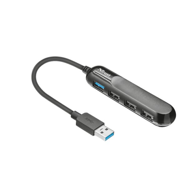 HUB TRUST AIVA 4 PUERTOS - 1XUSB 3.1 3XUSB 2.0 - DISEÑO FINO Y COMPACTO