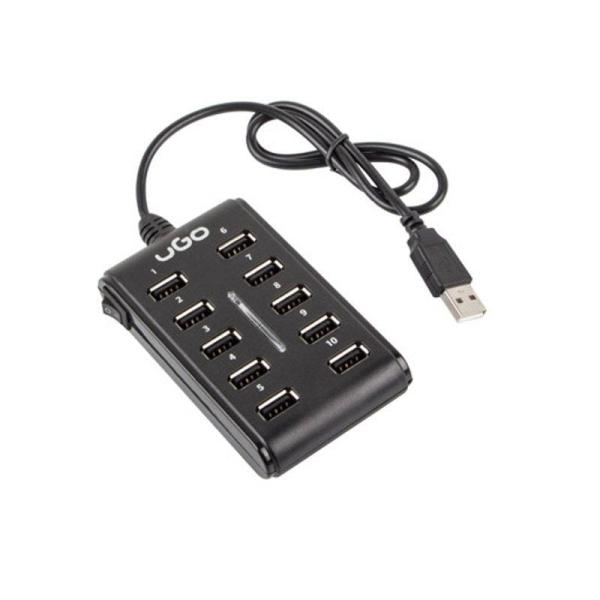 HUB USB UGO UHU-1012 - 10 PUERTOS USB 2.0 - INTERRUPTOR - NEGRO