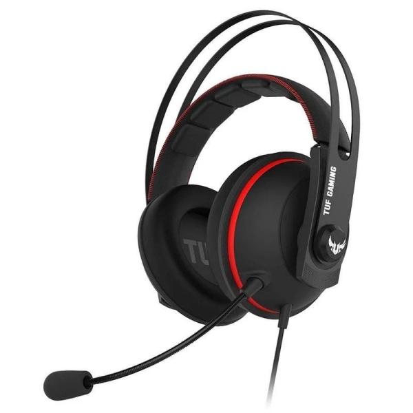 AURICULARES ASUS TUF GAMING H7 ROJOS - 7.1 VIRTUAL - DRIVERS 53MM - MICRÓFONO - USB/JACK 3.5 - COMPAT.  PC/MAC/PS4/NINTENDO SWIT