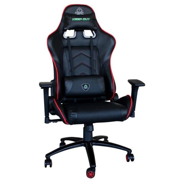 SILLA GAMER KEEP-OUT XS400PROR ROJA - BASE METAL - AJUSTE ALTURA - AJUSTE ÁNGULO TRASERO - APOYABRAZOS 3D - CILINDRO DE GAS CLAS