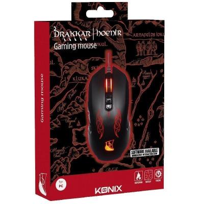 Ratón Gaming Konix Drakkar Hoenir/ Hasta 3200 DPI/ Negro y Rojo