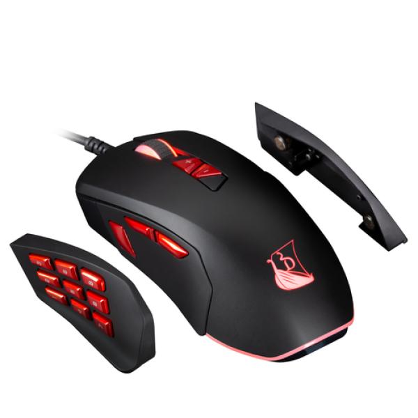 Ratón Gaming Konix Drakkar Prime Fenrir Pro/ Hasta 10000 DPI/ Negro y Rojo