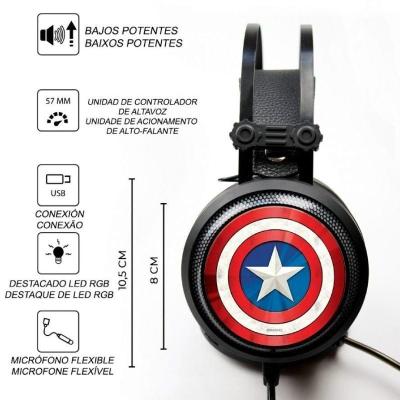 Auriculares Gaming con Micrófono Marvel Captain America 001/ USB