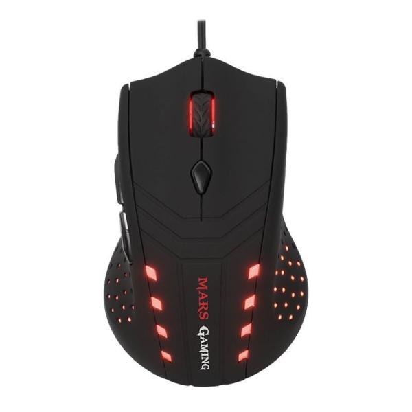 RATÓN MARS GAMING MM0 - ÓPTICO - 600 / 1600 / 2800 DPI - 6 BOTONES - SCROLL ALTA VELOCIDAD - USB -  ROJO Y NEGRO