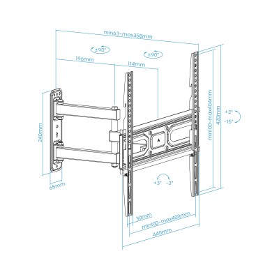 Soporte de Pared Giratorio/ Inclinable/ Nivelable TooQ