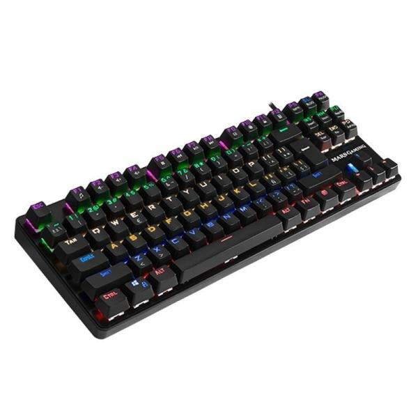 TECLADO MINI MARS GAMING MK4MINIB - MECÁNICO - RETROILUMINACION 6 COLORES - TECLAS DESMONTABLES - CABLE USB 2.0 - AZUL