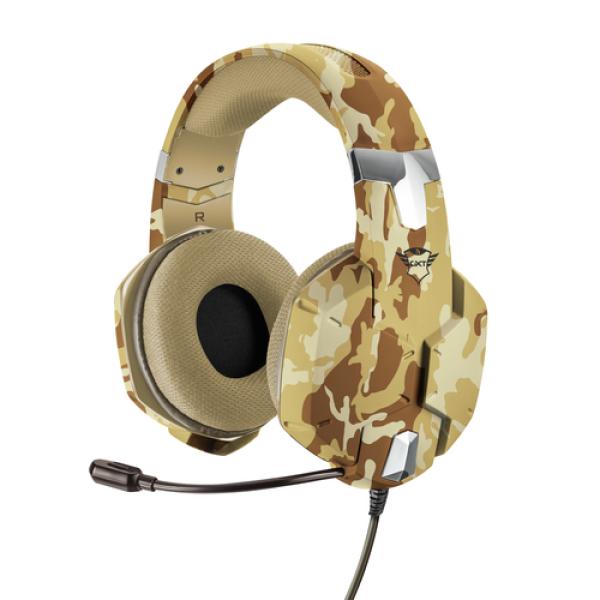 Auriculares Gaming con Micrófono Trust Gaming GXT 322D Carus/ Jack 3.5/ Camuflaje Desierto