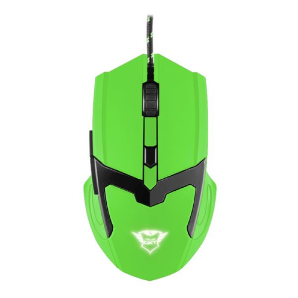 RATÓN TRUST GAMING GXT 101-SG SPECTRA GREEN - 600-4800PPP - 6 BOTONES - LOGOTIPO ILUMINADO COLORES CAMBIANTES - DISEÑO ERGONÓMIC