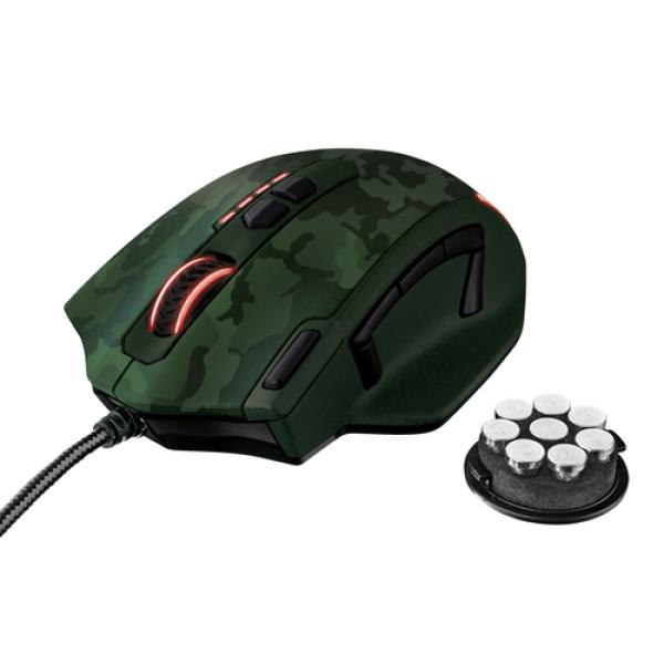 RATÓN TRUST GAMING GXT155C VERDE CAMUFLAJE - 11 BOTONES PROGRAMABLES - MEMORIA PARA 5 PERFILES - PESO AJUSTABLE - CABLE 1.9M USB