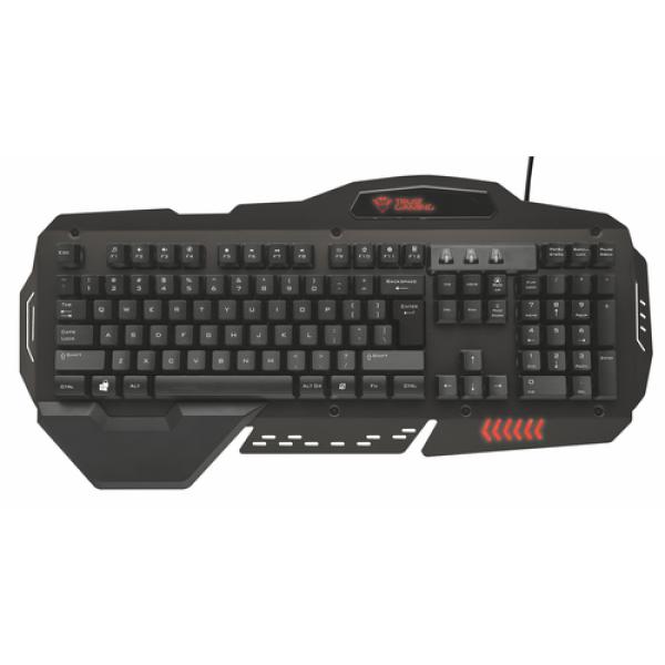 TECLADO PARA JUEGOS TRUST GAMING GXT 850 - PLACA SUPERIOR METALICA - RETROILUMINACION LED 3 COLORES - 12 TECLAS MULTIMEDIA - REP