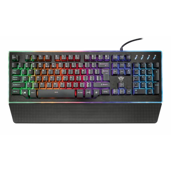 TECLADO TRUST GAMING GXT 860 THURA SEMI-MECHANICAL - 9 MODOS COLOR BRILLO AJUSTABLE - 12 TECLAS MULTIMEDIA - PLACA SUPERIOR META