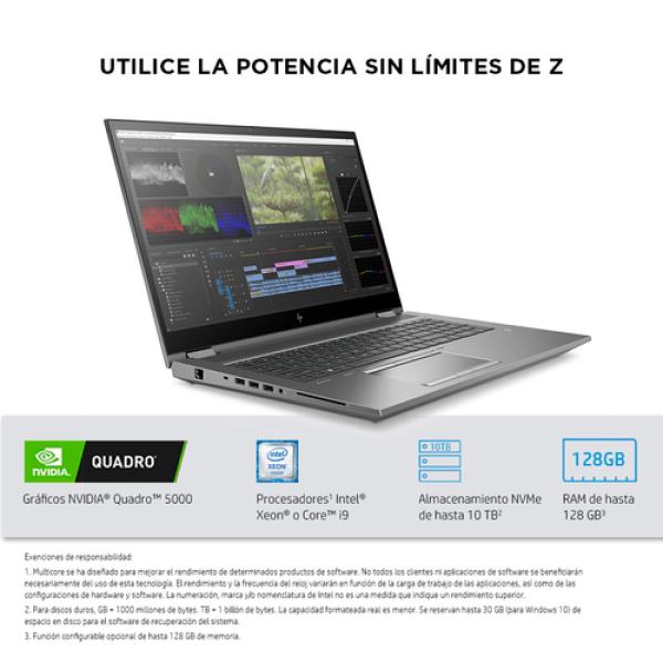 Portátil HP ZBook Fury 17 G7 Intel Core i7-10750H 32GB/ 1TB SSD/ Nvidia Quadro RTX 4000/ 17'/ Win10 Pro