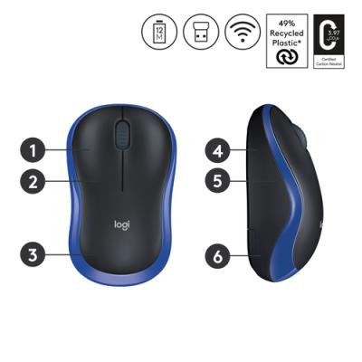 Ratón Inalámbrico Logitech M185 910-002239/ Hasta 1000 DPI/ Azul