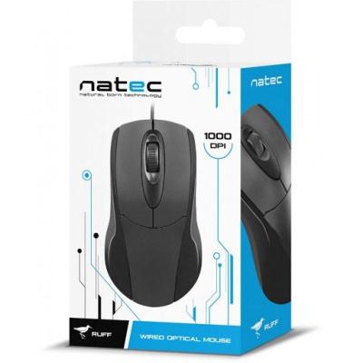 RATÓN ÓPTICO NATEC RUFF BLACK - 1000DPI - 3 BOTONES - CABLE USB