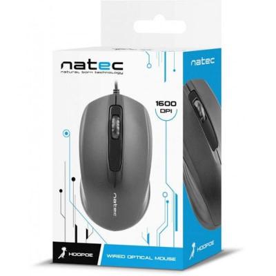 RATÓN ÓPTICO NATEC HOOPOE BLACK - 1600DPI - 3 BOTONES - CABLE