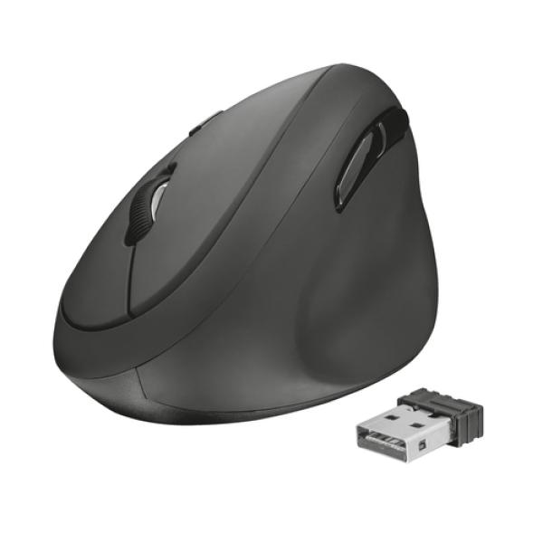 RATÓN ERGONÓMICO INALÁMBRICO TRUST ORBO - DISEÑO VERTICAL - 800-1600DPI - 2 BOTONES PARA PULGAR - RECEPTOR MICROUSB - 1*AAA