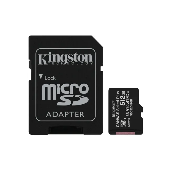 Tarjeta de Memoria Kingston CANVAS Select Plus 512GB microSD XC con Adaptador/ Clase 10/ 100MBs