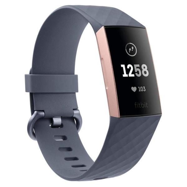 PULSERA CUANTIFICADORA FITBIT CHARGE 3 ORO ROSA-GRIS - BT - PANTALLA TÁCTIL - SENSOR CARDIACO - SALUD FEMENINA - NOTIFICACIONES 