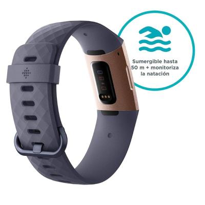 PULSERA CUANTIFICADORA FITBIT CHARGE 3 ORO ROSA-GRIS - BT -