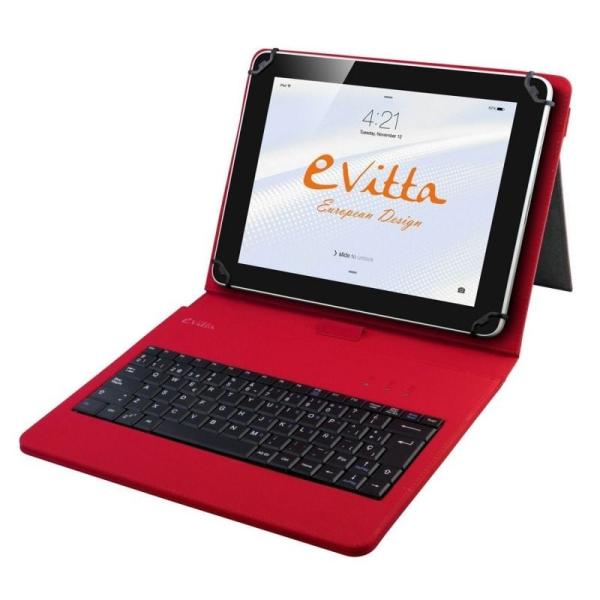 FUNDA CON TECLADO E-VITTA ROJA PARA TABLET DE 9.7/10.1'-24.6/25.65CM - USB - 83 TECLAS - PARA ANDROID