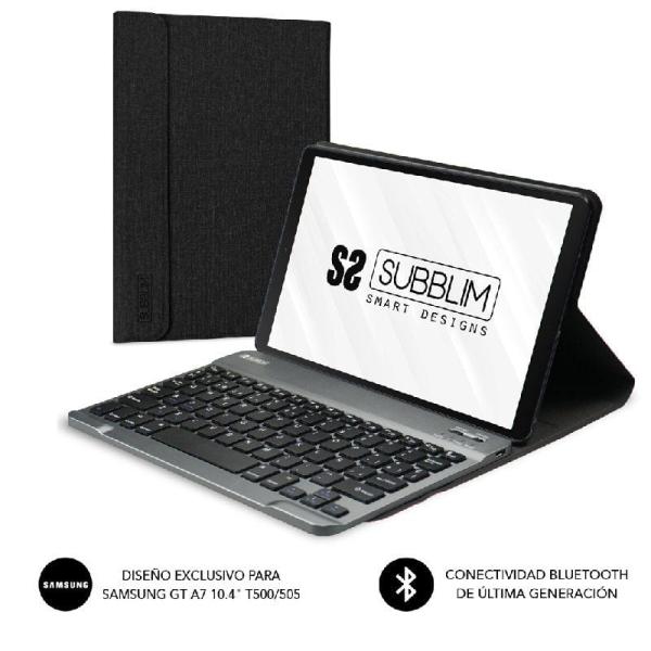 Funda con Teclado Subblim KeyTab Pro Bluetooth para Tablets Samsung GT A7 T500/505 de 10.4'/ Negra