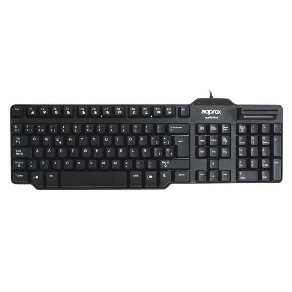 TECLADO CON LECTOR DNIe APPROX APPKBDNIV2 - COMPATIBLE CON TARJETA SANITARIA - LIGERO Y COMPACTO - 12 TECLAS ACCESO DIRECTO - IN