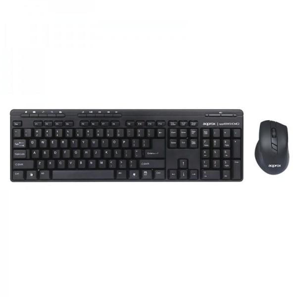 TECLADO+RATON INALÁMBRICOS APPROX APPKBWSHOME2 - 2.4GHZ - DISTANCIA 6-10 METROS - RATÓN 3 BOTONES - NANO RECEPTOR USB - NEGRO