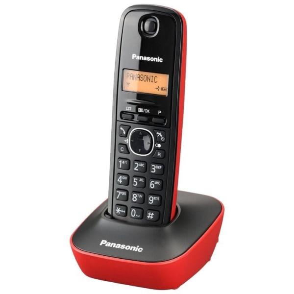 TELÉFONO INALÁMBRICO DECT PANASONIC KX-TG1611JTR NEGRO/ROJO - IDENTIFICACIÓN LLAMADAS- AGENDA 50 ENTRADAS - PANTALLA LCD 3.17CM 