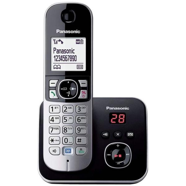 TELÉFONO INALÁMBRICO DECT PANASONIC KX-TG6821 NEGRO/PLATA - PANTALLA 4.5CM ILUMINADA - CONTESTADOR 30 MIN - BLOQUEO LLAMADAS NO 