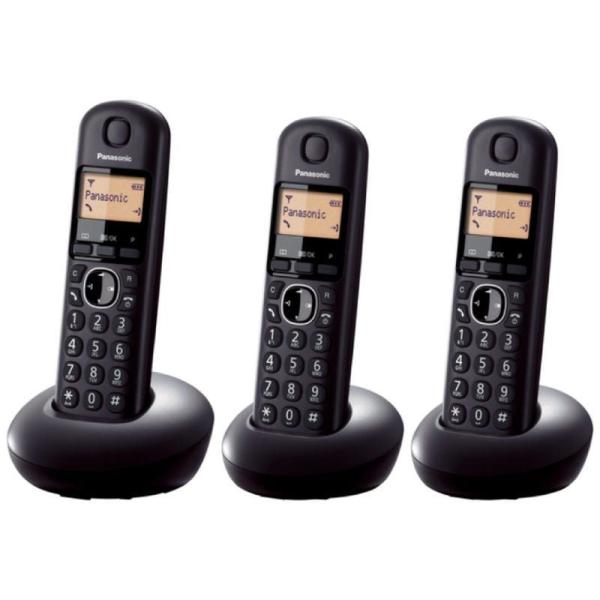 TELÉFONO INALÁMBRICO DECT PANASONIC PACK TRÍO KX-TGB213SPB NEGRO - PANTALLA LCD 1.4'/3.5CM - IDENTIFICACIÓN DE LLAMADAS - AGENDA