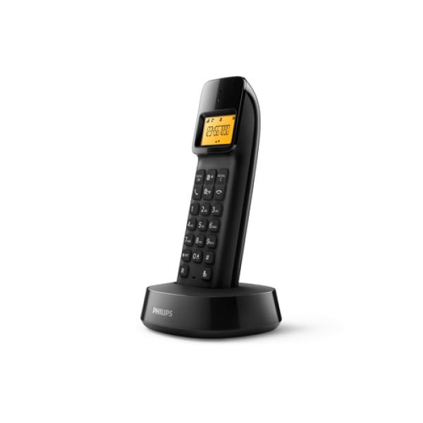 TELÉFONO INALÁMBRICO DECT PHILIPS D140 NEGRO - PANTALLA 4.1CM - IDENTIFICACIÓN LLAMADAS - CONTROL VOLUMEN AUTOMÁTICO - AGARRE AN