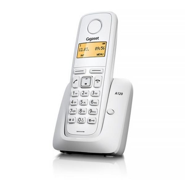 TELÉFONO DECT SIEMENS GIGASET A120 - BLANCO - ID. LLAM./ DISP. ILUM. / 50 REG. / ECO DECT / BATERÍAS AAA