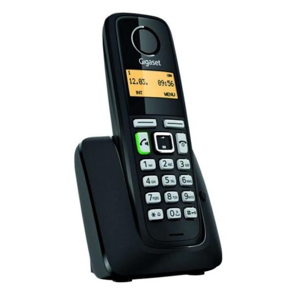 TELÉFONO DECT GIGASET A220 NEGRO - IDENTIFICACIÓN DE LLAMADA - 80 MEMORIAS - PANTALLA ILUMINADA - MANOS LIBRES - 2X BATERÍAS AAA