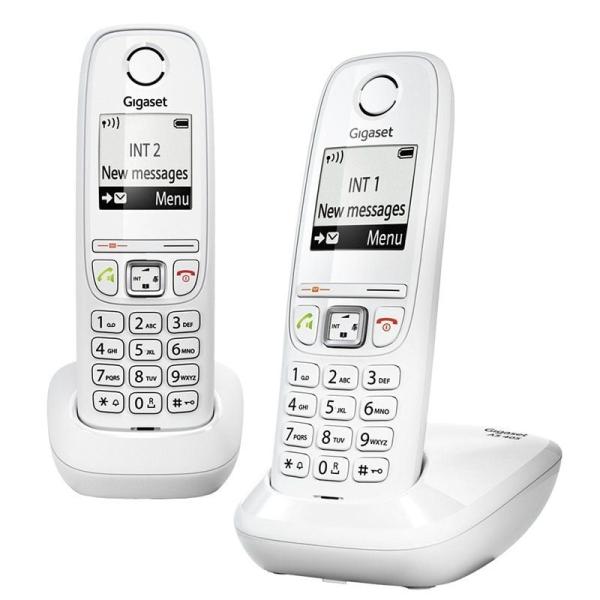 TELÉFONO DECT GIGASET AS 405 DÚO BLANCO - AS405 + SUPLETORIO - AGENDA 100 REGISTROS - GRAN PANTALLA - INDENTIFICACION LLAMADAS -