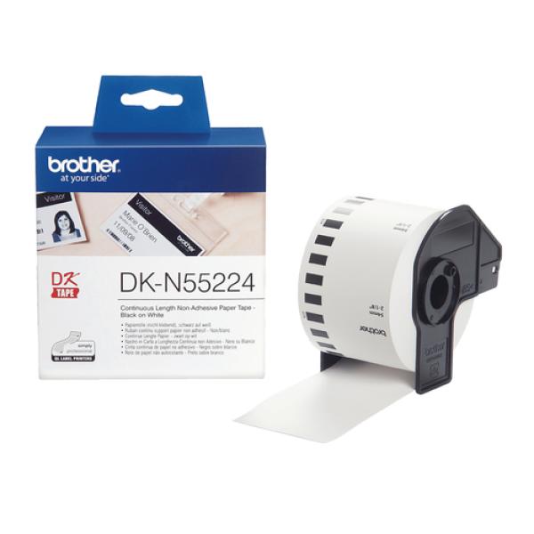 CINTA CONTINUA DE PAPEL TÉRMICO NO ADHESIVA BROTHER DKN55224 PARA TARJETAS DE IDENTIFICACIÓN - BLANCA - 54MMX30.48M