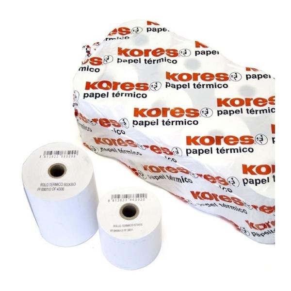 PACK 10 ROLLOS PAPEL TÉRMICO KORES 66654300 - 57*45MM - 22M -  Ø12MM