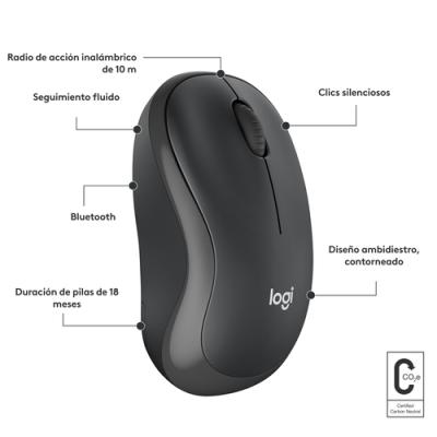 Mouse Logitech Bluetooth M240 Silent 3 Botones Ccolor Negro