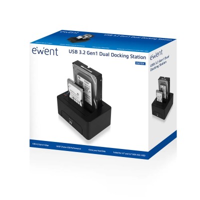 Ewent ew7014 dock station dual 2.5"-3.5" USB 3.1